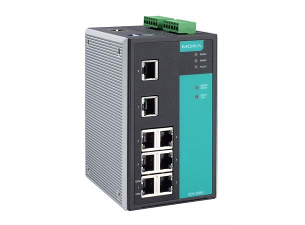 Moxa EDS-508A-MM-SC-T, wide temp 6x10/100BaseT(X), 2x Multi Mode SC 