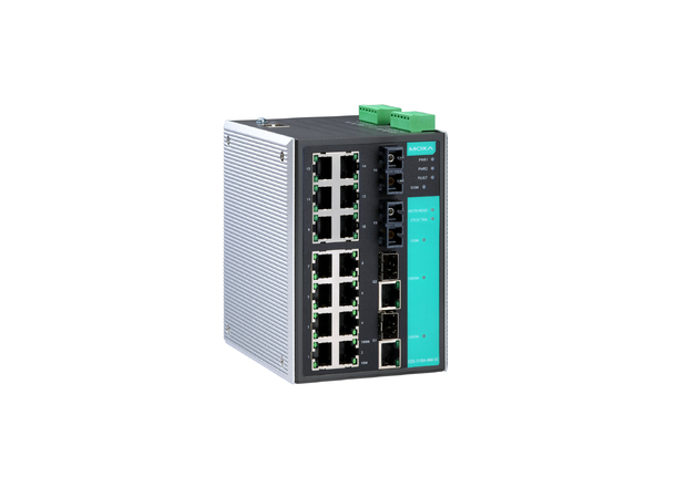 Moxa EDS-518A-MM-SC, 2x Gigabit 14x10/100BaseT(X), 2xGigabit, 2xMulti SC 