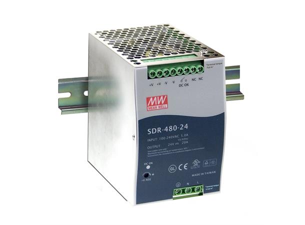 SDR-480-24 Strømforsyning 24 VDC, 20 A 