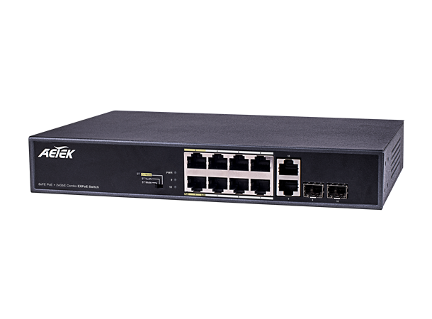 Aetek C11-082-32-120-V2 8xPoE 2xGbE Combo Fast Ethernet EX-PoE 