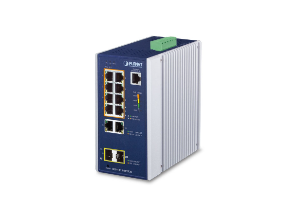 IGS-4215-8P2T2S 8-port Industrial Switch L2/L4.2xSFP 2xGbE, Ring, PoE+, 48-54VDC 