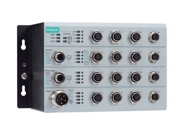 Moxa TN-4516A-4GTX-WV-T Managed, 12*10/100BaseT(X) 4*1GT(X), M12 