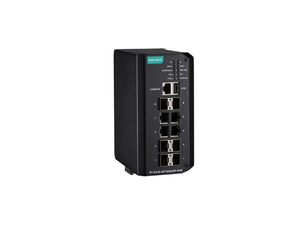 Moxa PT-G510-4GTX4GSFP-PHR-WV-CT 10-port Managed switch 24-48 VDC, CT 