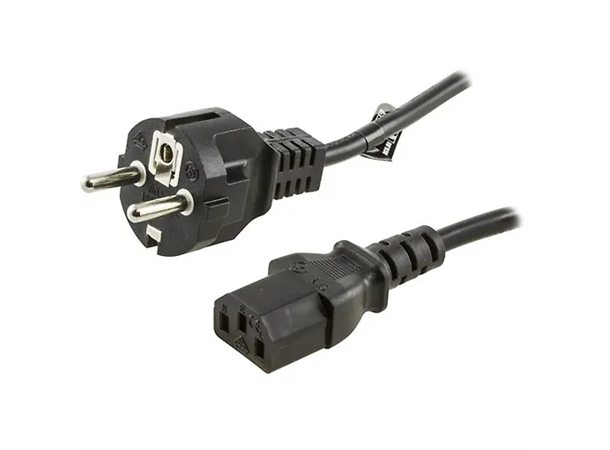 Power cord CEE 7/7 - C13, 1,5m, black C13 virtakaapeli EU pistokkeella 