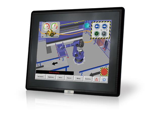 DM-F19A/PC-R31 19" 1280x1024 touch mon IEI, VGA/DVI/HDMI/DP, 9-36VDC, PCAP(USB) 