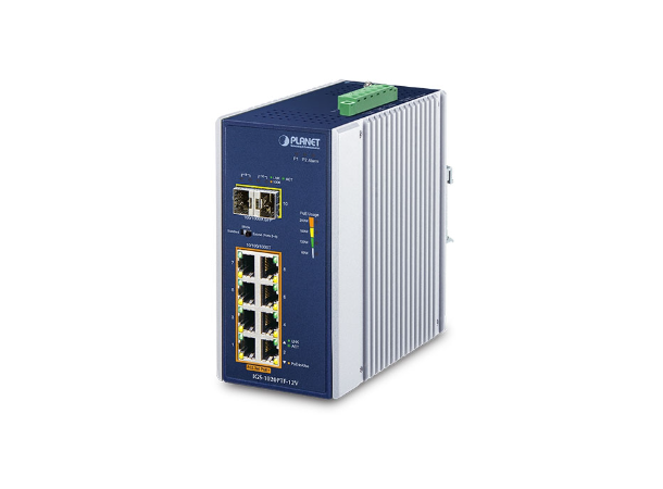 Planet IGS-1020PTF-12V 2xSFP, PoE+, 12-54VDC, Extend 