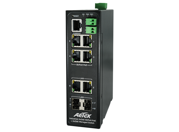 Aetek D60-044-91 4x90W bt PoE 2xSFP 2xRJ45 L2 Industrial 