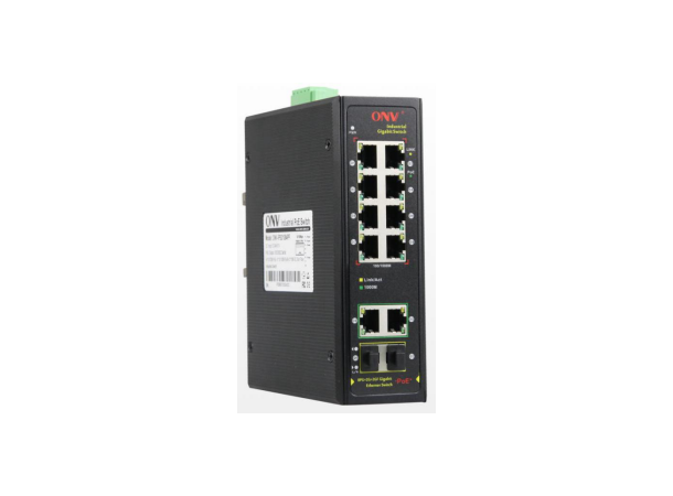 ONV-IPS33128PF 12-port PoE Switch 2xSFP, 10xRJ45, 30W/port, 12-57VDC 