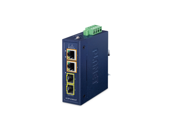 IGTP-2205AT Fiber to Ethernet PoE+ 2-port SFP to 2-port RJ45, 802,3at 